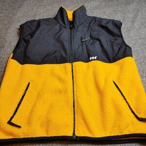 Helly Hansen Yellow Fleece Vest Mens Size Large Full Zip Vintage Fleece Pockets
